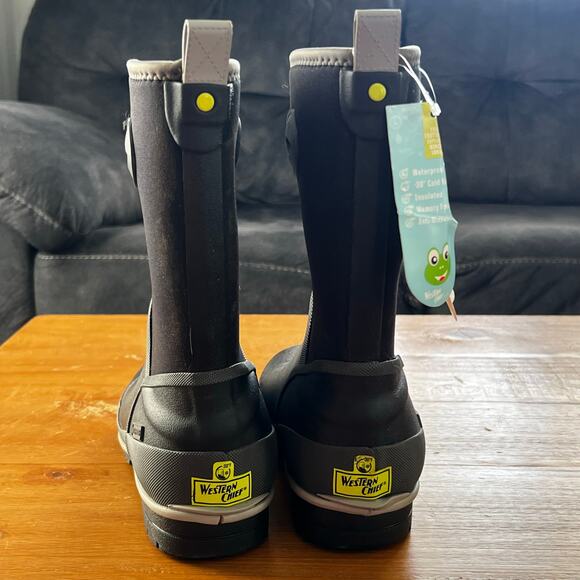 NWT Western Chief Kids Waterproof Neoprene Boots Black Insulated Size US 3 Youth - Picture 3 of 10